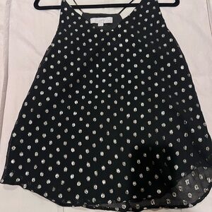 Loft Black and Gold Polka Dot Skirt